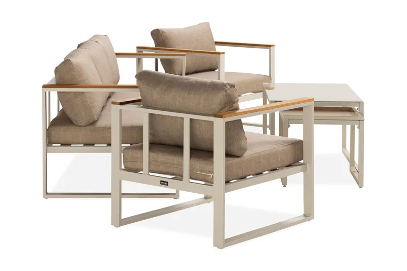 Sofagruppe Aspvik 5-seter - Beige/Grå - Hagemøbler & utemiljø - Loungemøbler - Loungegrupper