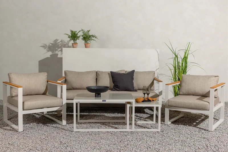 Sofagruppe Aspvik 5-seter - Beige/Grå - Hagemøbler & utemiljø - Loungemøbler - Loungegrupper