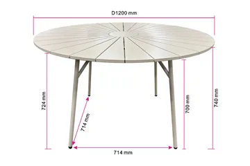 Tunis spisebord utendørs 120 cm rundt - Beige/Beige - Hagemøbler & utemiljø - Hagebord - Spisebord ute