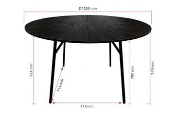Tunis spisebord utendørs 120 cm rundt - Svart/Svart - Hagemøbler & utemiljø - Hagebord - Spisebord ute