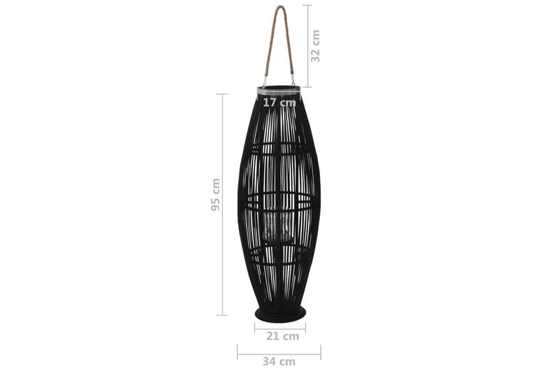 Hengelanterne for stearinlys bambus svart 95 cm - Dekorasjon & innredningsdetaljer - Utelykt - Lysestaker og lykter