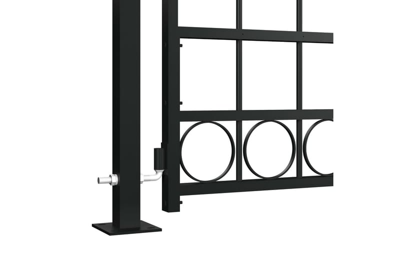 Inngangsport med buet topp og 2 stolper 100x200 cm svart - Gjerder & Grinder