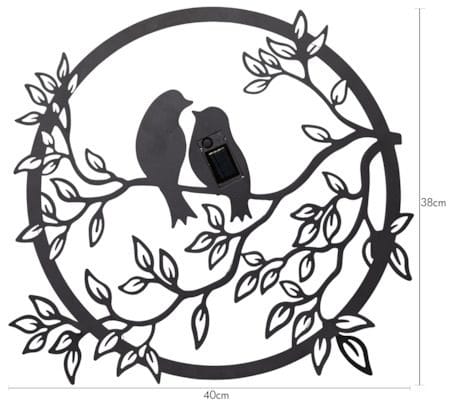 Love Birds solcelledekorasjon 40 cm - svart - Hagemøbler & utemiljø - Hagedekorasjon & utemiljø - Hagebelysning