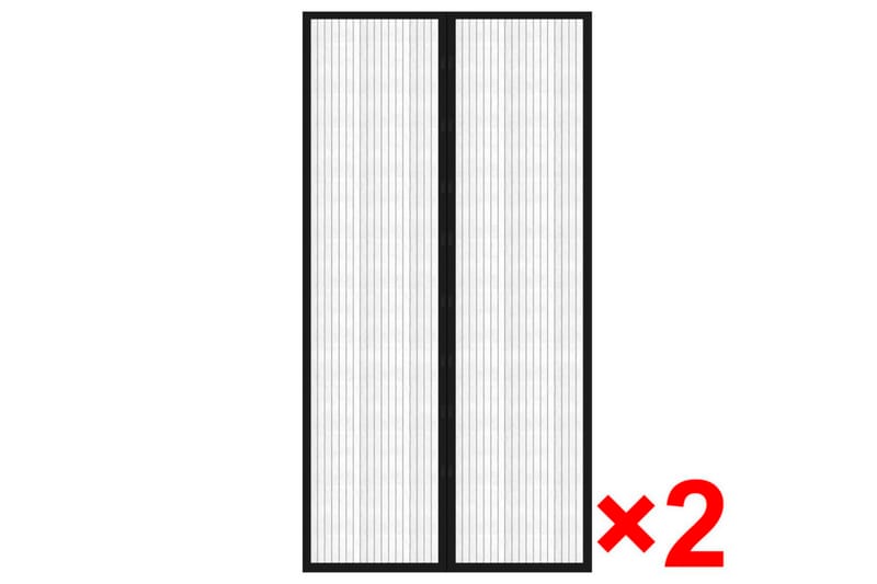 Insekt dørforheng 210 x 100 cm 2 stk magnet svart - Hvit|Svart - Myggnett