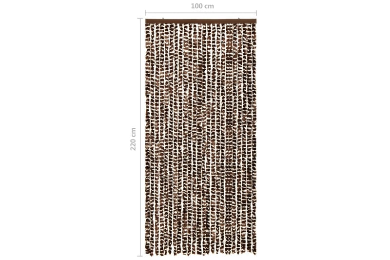 Insektgardin brun og hvit 100x220 cm chenille - Brun - Myggnett