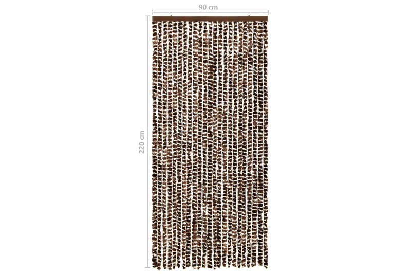 Insektgardin brun og hvit 90x220 cm chenille - Brun - Myggnett