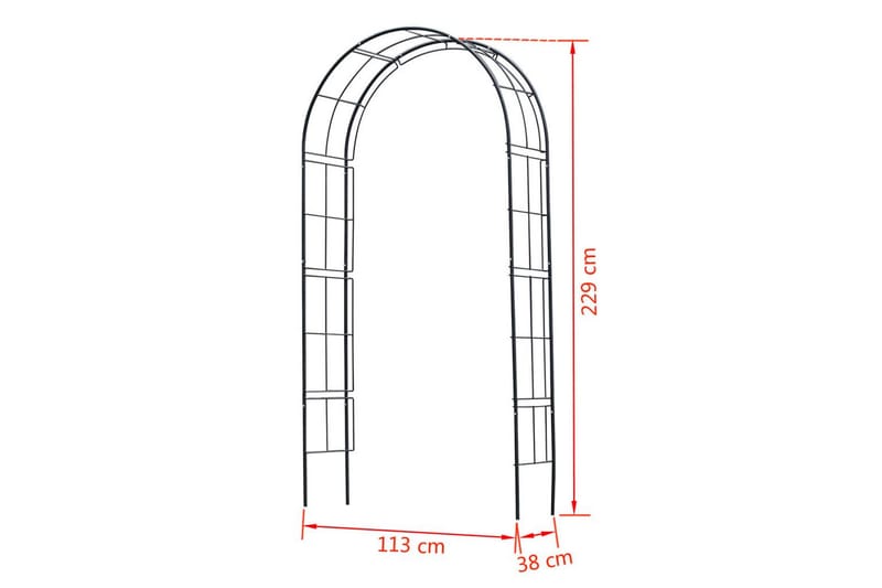 Nature Hagebue metall 229x38x113 cm svart -   - Rosebue