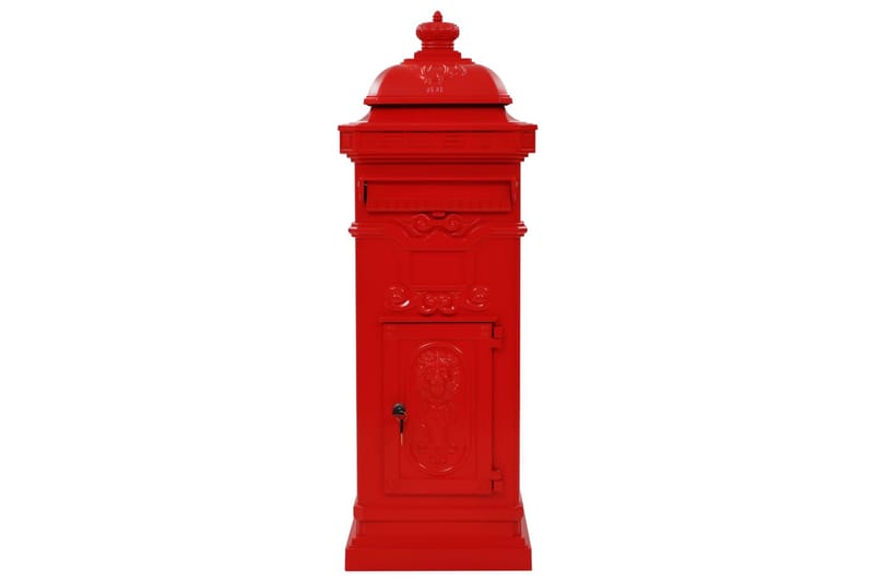 Postkasse på søyle aluminium gammeldags rustbestandig rød - Postkasse