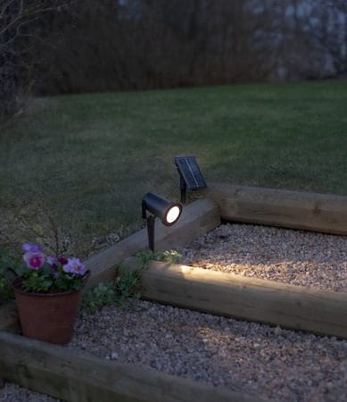 Powerspot solcellespotlight 9 cm - svart - Hagemøbler & utemiljø - Hagedekorasjon & utemiljø - Hagebelysning