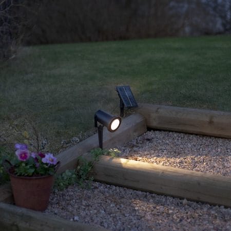Powerspot solcellespotlight 9 cm - svart - Hagemøbler & utemiljø - Hagedekorasjon & utemiljø - Hagebelysning