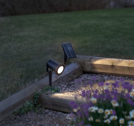 Powerspot solcellespotlight 9 cm - svart - Hagemøbler & utemiljø - Hagedekorasjon & utemiljø - Hagebelysning