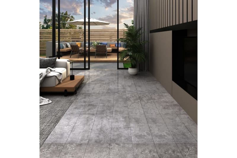PVC-gulvplanker 5,02 m² 2 mm selvklebende betonggrå - Terrassebord