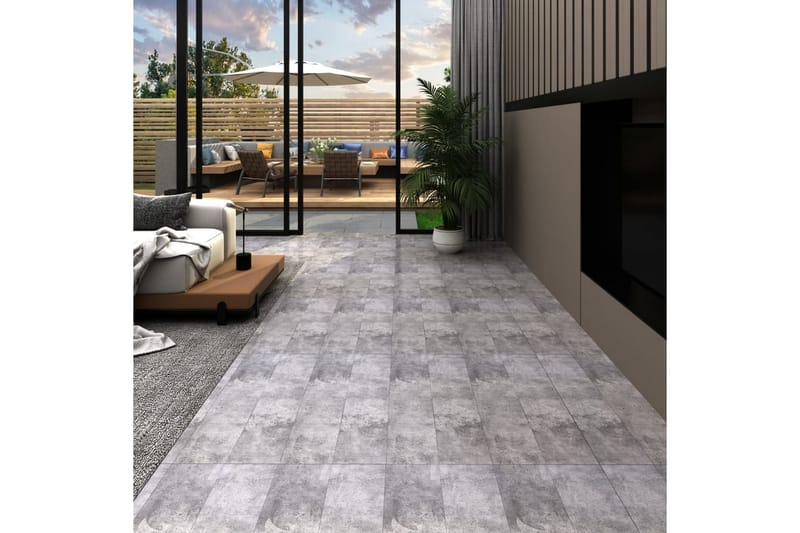 PVC-gulvplanker 5,02 m² 2 mm selvklebende sementbrun - Terrassebord