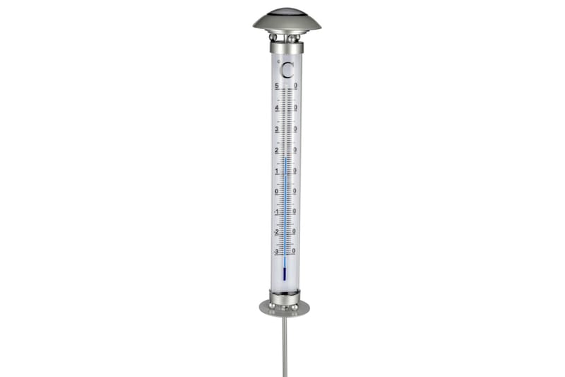HI Soldrevet utendørs termometer-lampe - Silver - Utetermometer
