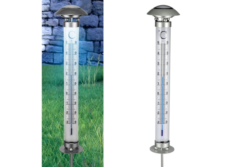 HI Soldrevet utendørs termometer-lampe - Silver - Utetermometer