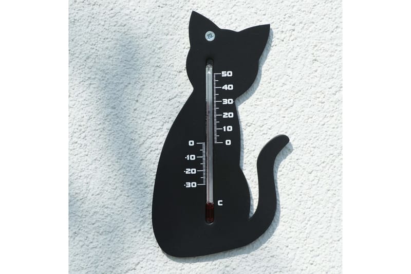 Nature Utendørs veggtermometer katt svart - Utetermometer