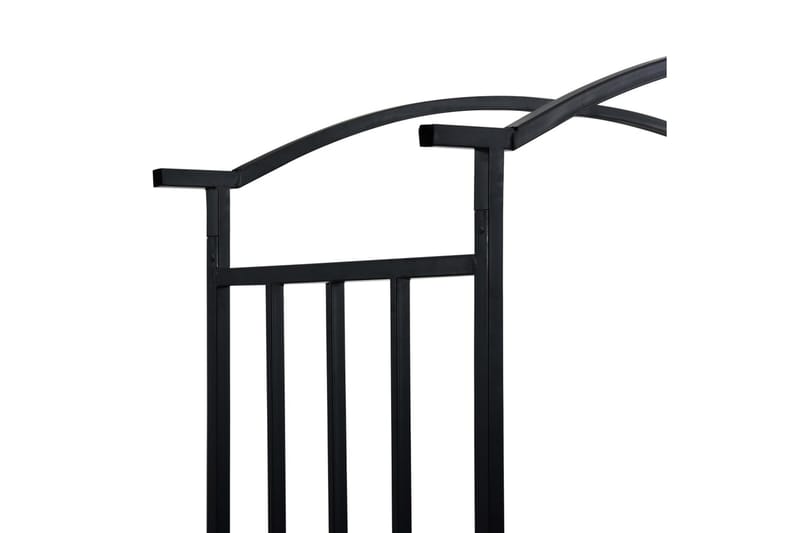 Hagebue med benk svart 114x45x205 cm jern - Rosebue