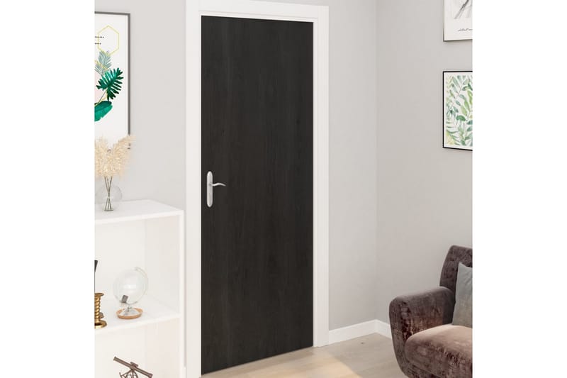 Selvklebende folier til d�ør 2 stk 210x90cm PVC mørk trefarge - Svart - Vindufolie