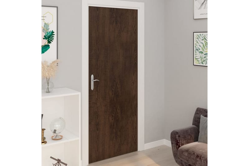Selvklebende folier til dør 2stk 210x90cm PVC mørk eikefarge - Brun - Vindufolie