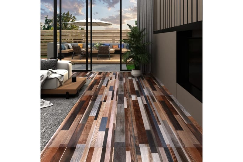 Selvklebende PVC-gulvplanker 5,21 m² 2 mm flerfarget - Flerfarget - Terrassebord