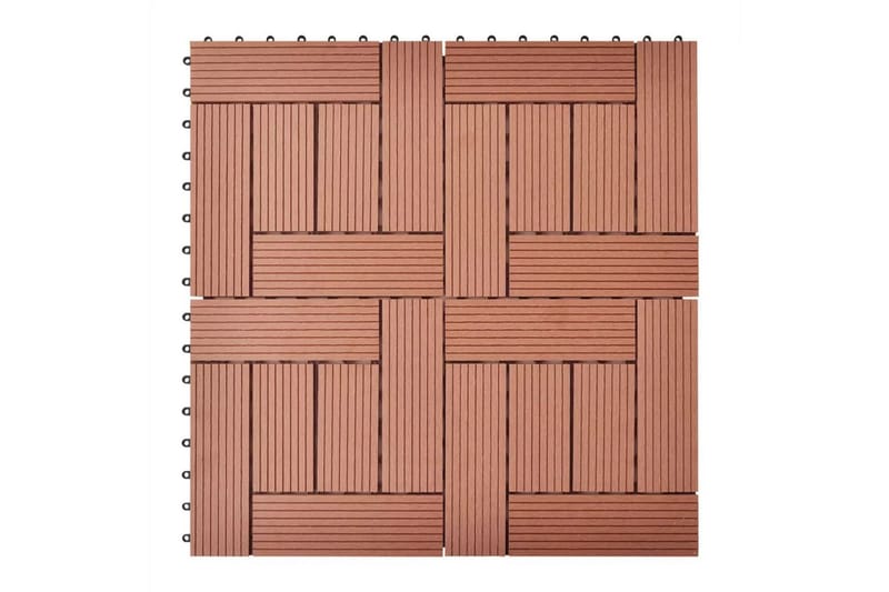 11stk 30 x 30 cm Brune Terrassefliser WPC 1 m² - Brun - Terrassebord - Balkonghelle