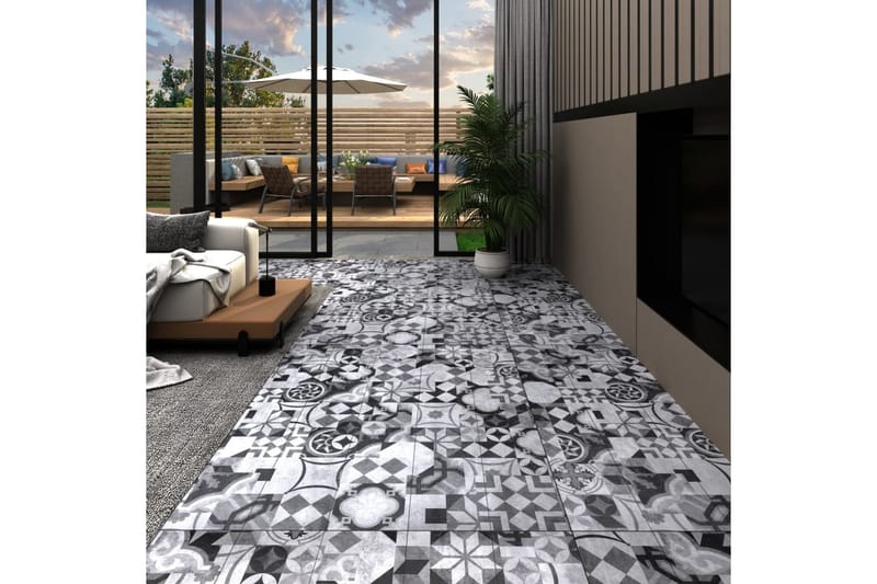 PVC-gulvplanker 5,02 m² 2 mm selvklebende grått mønster - Terrassebord
