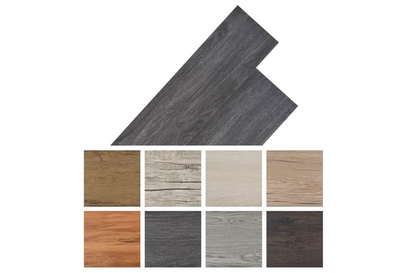 PVC gulvplanker 5,26 m² 2 mm svart og hvit - Svart - Terrassebord