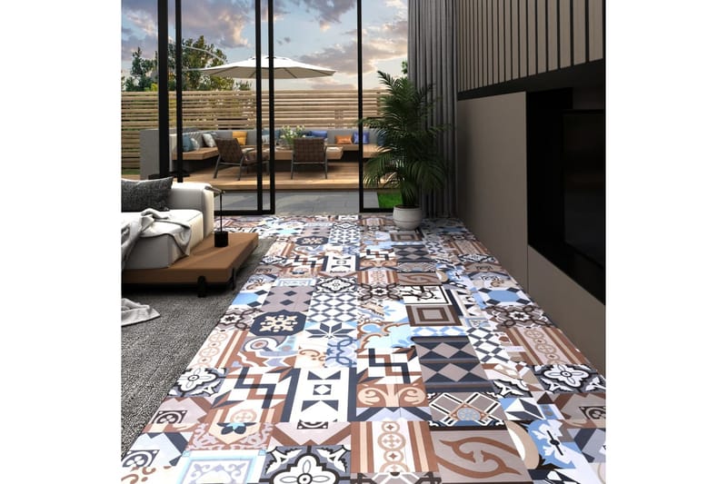 PVC-gulvplanker selvklebende 5,11 m² mono mønster - Terrassebord