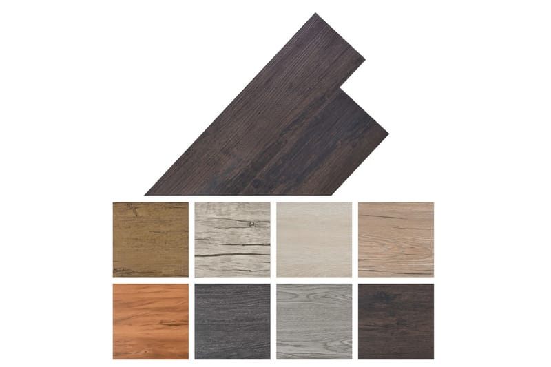 Selvklebende PVC gulvplanker 5,21 m² 2 mm mørkebrun - Brun - Terrassebord
