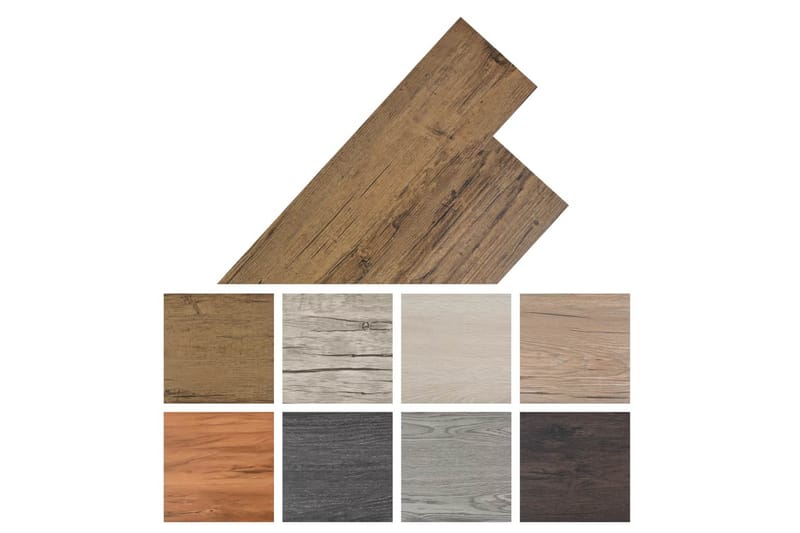 Selvklebende PVC gulvplanker 5,02 m² 2 mm brun valnøtt - Brun|Beige - Terrassebord