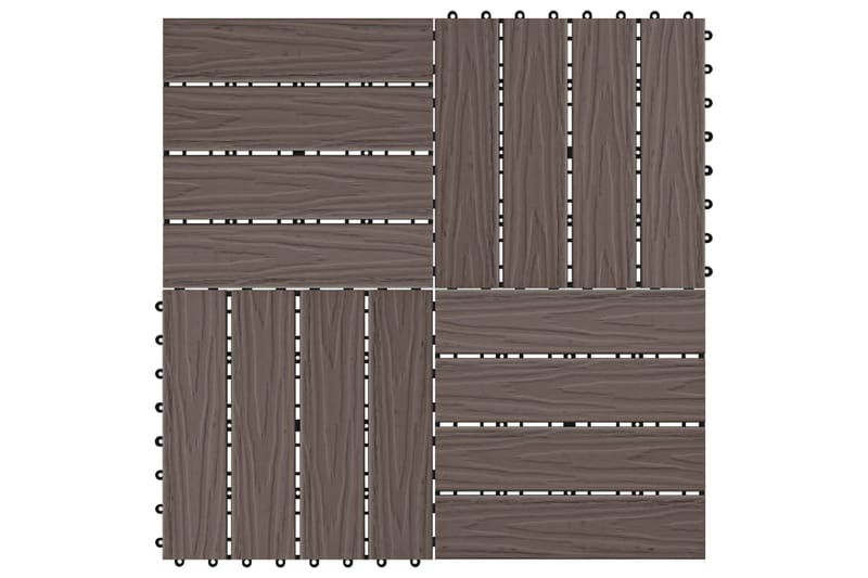 Terrassebord 11 stk dyppreget WPC 30x30 cm 1 kvm mørkebrun - Grå - Balkonghelle - Terrassebord