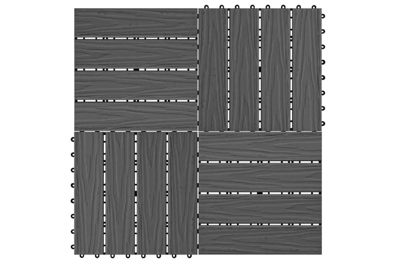 Terrassebord 11 stk dyppreget WPC 30x30 cm 1 kvm svart - Grå - Balkonghelle - Terrassebord