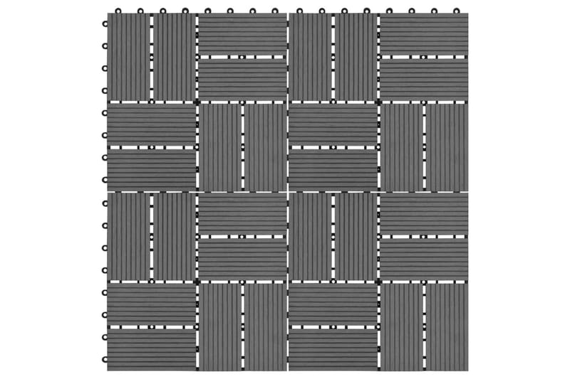 Terrassebord 11 stk WPC 30x30 cm 1 kvm grå - Svart - Balkonghelle - Terrassebord