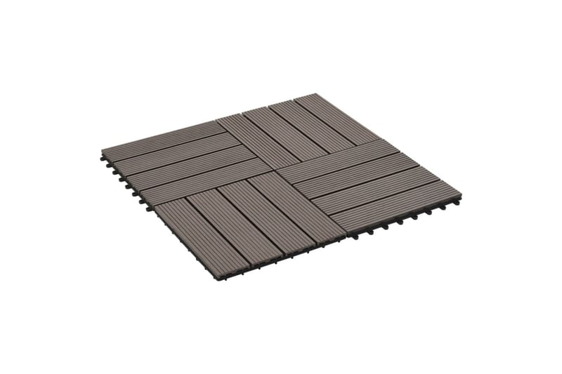 Terrassebord 11 stk WPC 30x30 cm 1 kvm mørkebrun - Brun|Svart - Balkonghelle - Terrassebord