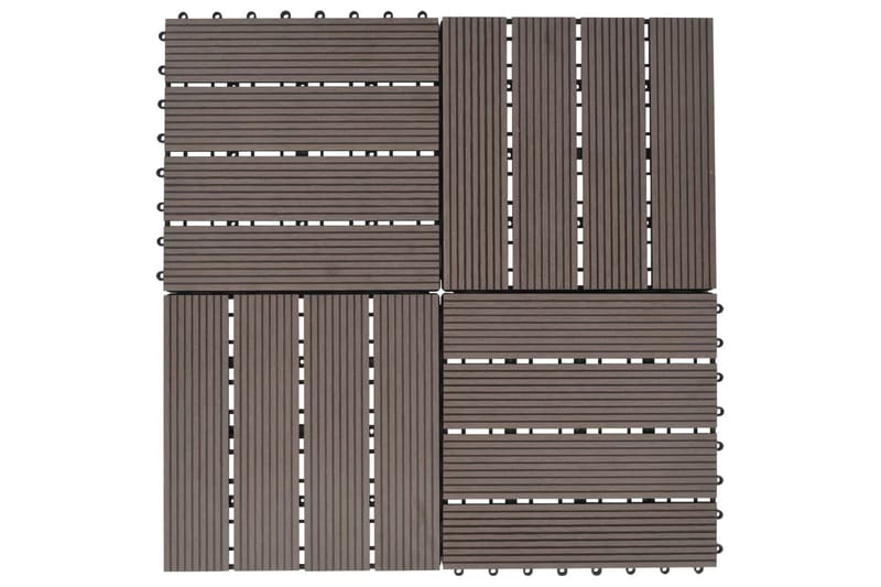 Terrassebord 11 stk WPC 30x30 cm 1 kvm mørkebrun - Brun|Svart - Balkonghelle - Terrassebord
