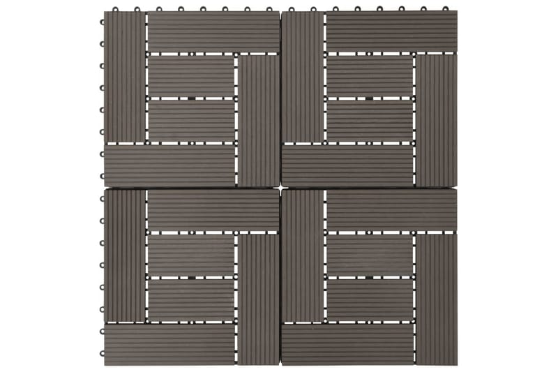 Terrassebord 11 stk WPC 30x30 cm 1 kvm mørkebrun - Svart - Balkonghelle - Terrassebord