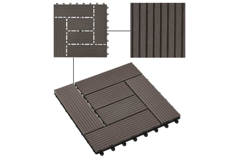 Terrassebord 11 stk WPC 30x30 cm 1 kvm mørkebrun - Svart - Terrassebord - Balkonghelle