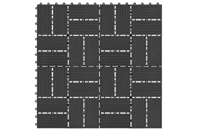 Terrassebord 11 stk WPC 30x30 cm 1 kvm svart - Svart - Balkonghelle - Terrassebord