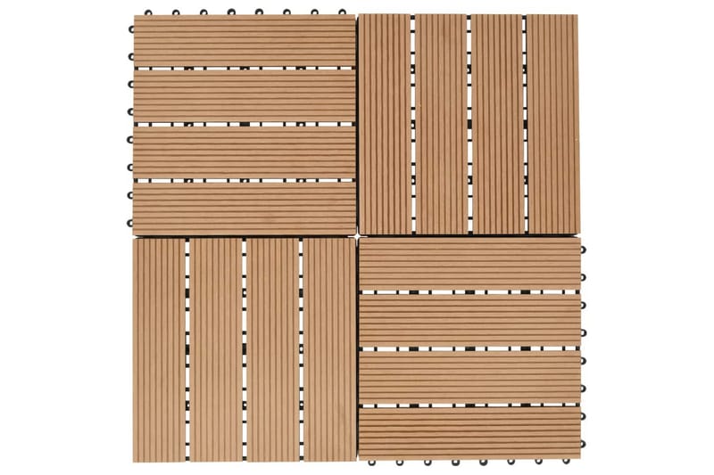 Terrassebord 11 stk WPC 30x30 cm 1 kvm teak-farget - Brun|Beige - Terrassebord - Balkonghelle