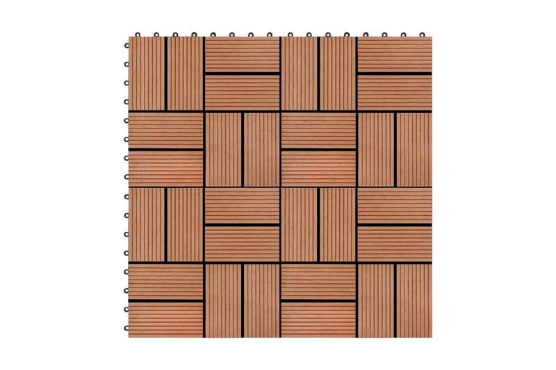 Terrassebord 11 stk WPC 30x30 cm 1 kvm teak-farget - Brun|Beige - Balkonghelle - Terrassebord