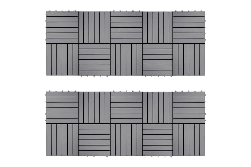 Terrassebord 20 stk gråvasket 30x30 cm heltre akasie - Grå - Balkonghelle - Terrassebord