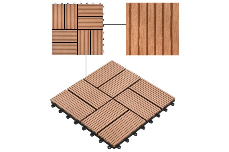 Terrassebord 22 stk 30x30 cm 2 kvm WPC brun - Balkonghelle - Terrassebord