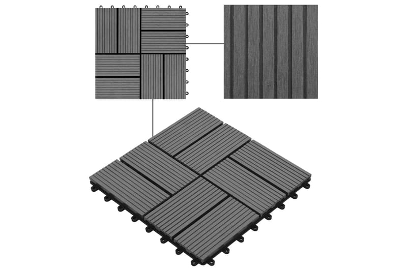 Terrassebord 22 stk 30x30 cm 2 kvm WPC grå - Balkonghelle - Terrassebord