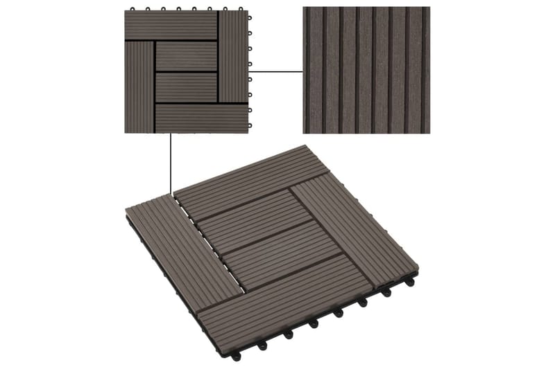 Terrassebord 22 stk 30x30 cm 2 kvm WPC mørkebrun - Brun - Balkonghelle - Terrassebord