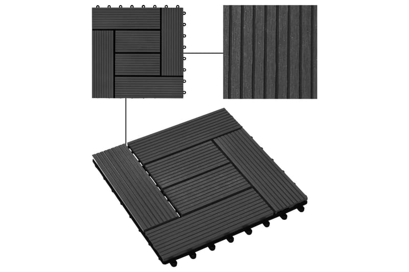 Terrassebord 22 stk 30x30 cm 2 kvm WPC svart - Svart - Balkonghelle - Terrassebord