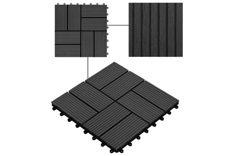 Terrassebord 22 stk 30x30 cm 2 kvm WPC svart - Balkonghelle - Terrassebord