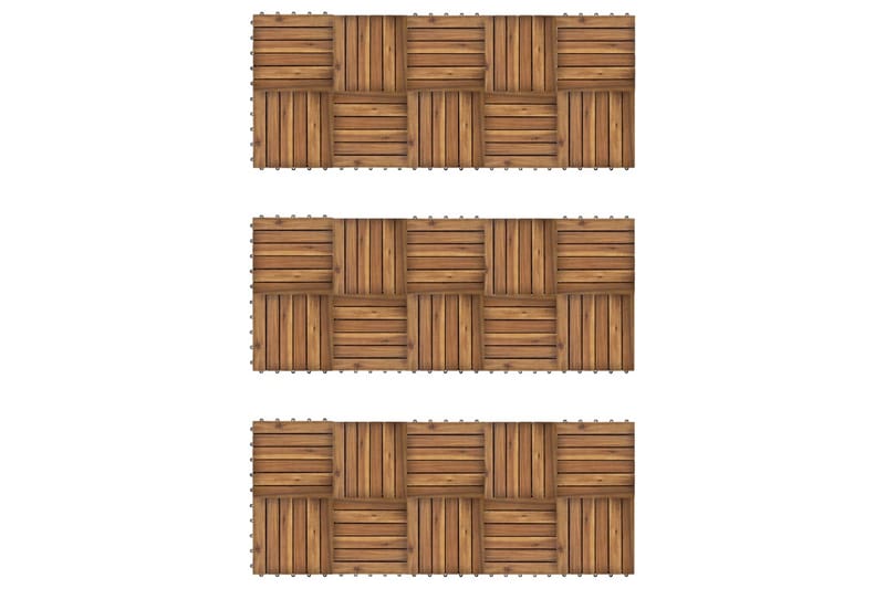 Terrassebord Vertikalt Mønster 30 x 30 cm Akasie Sett med 30 - Brun - Balkonghelle - Terrassebord