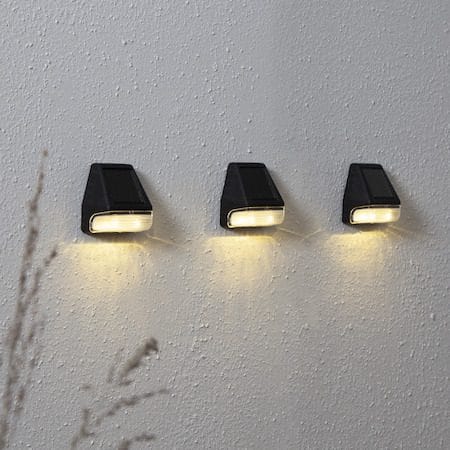 Wally Mini 3-pakning solcellevegglykt 7 cm - svart - Hagemøbler & utemiljø - Hagedekorasjon & utemiljø - Hagebelysning