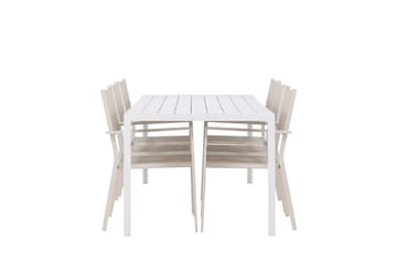 Break Spisegruppe 205 cm + 6 stk Copacabana Spisestoler Beige/Hvit - Hagemøbler & utemiljø - Hagegruppe - Spisegrupper hage