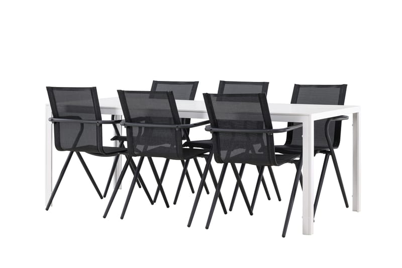 Break Spisegruppe 205 cm + 6 stk Alling Spisestoler Svart/Hvit